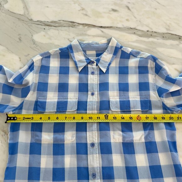 EQUIPMENT BLUE WHITE CHECKERED SILK SHIRT SIZE MEDIUM - Picture 10 of 17